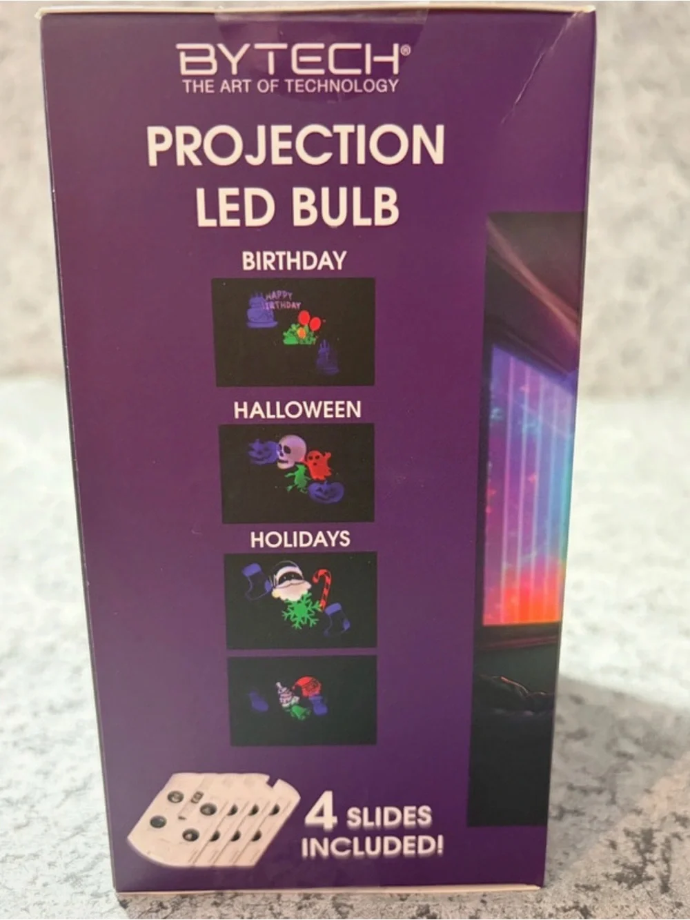 Bytech Projection LED Bulb 4 Slides Included Rotating Birthday Halloween Holiday